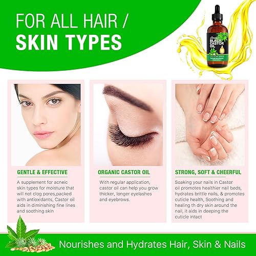 Miniatura 3 de Aceite de ricino negro jamaicano con masajeador para el cuero cabelludo, cepillo de champú con cerdas de silicona suave para el cuidado del cuero