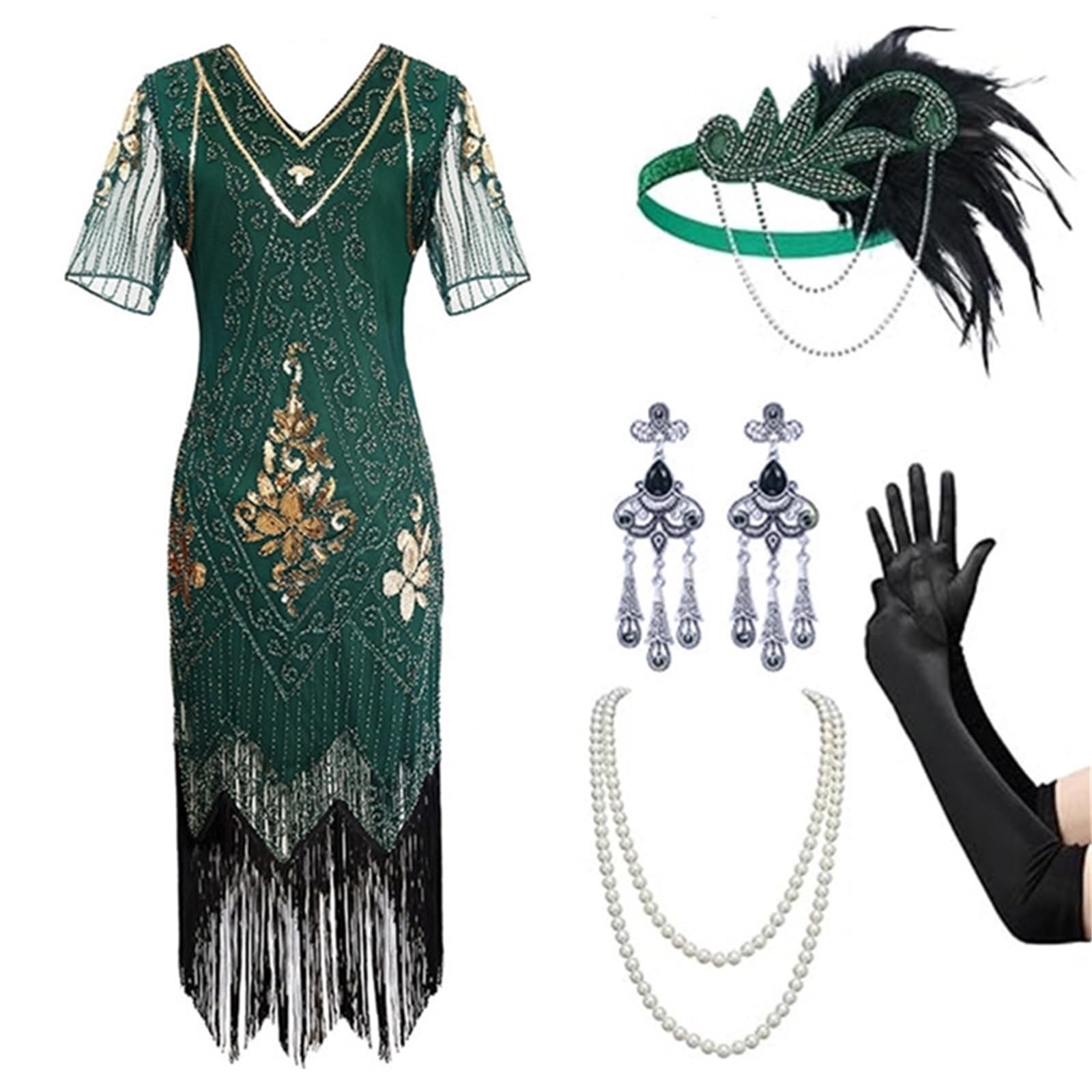 Robe a frange retro a paillettes pour soiree et scene