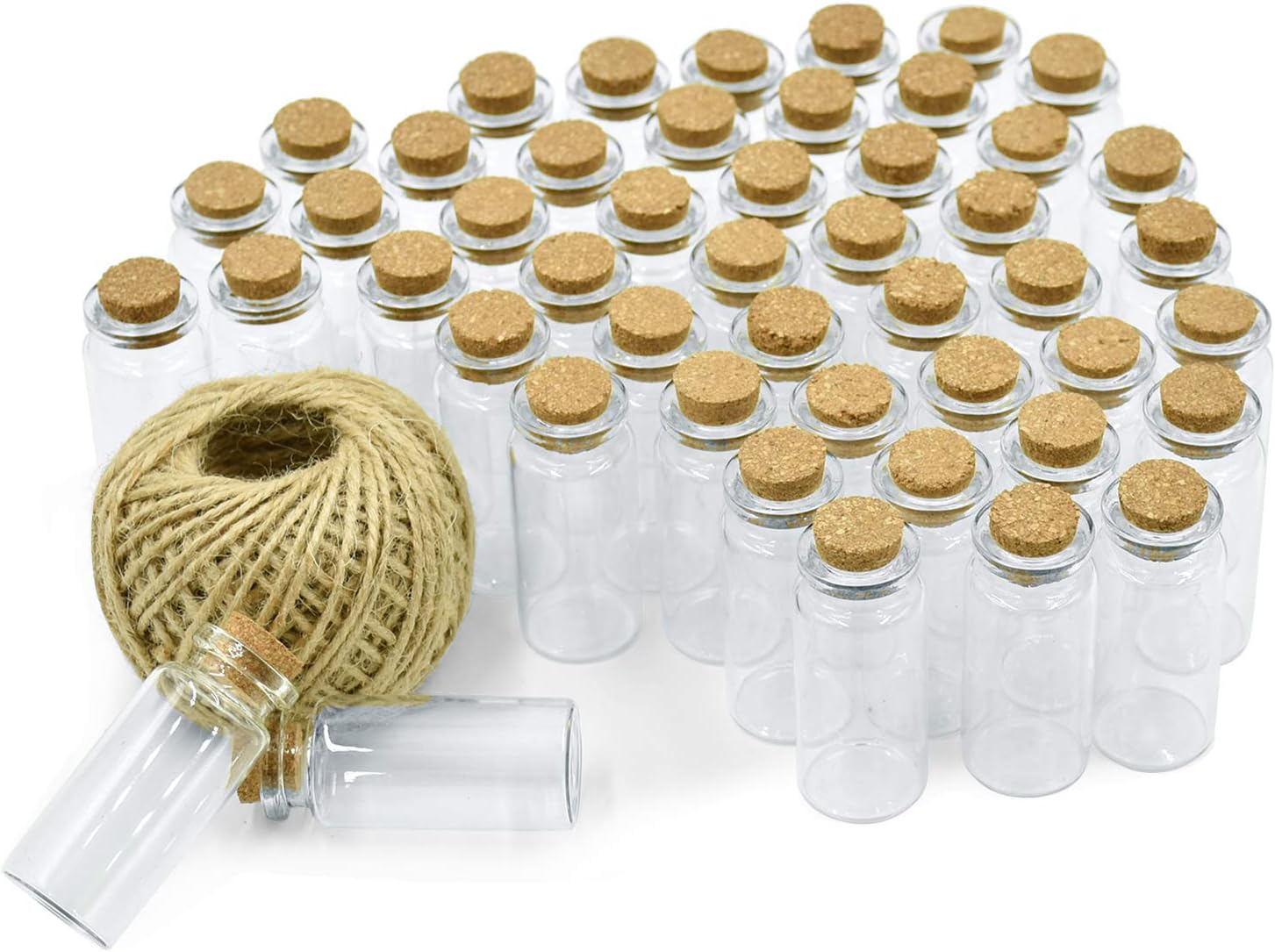 Wandefol 48 Mini bottiglietta Vetro con Tappo Sughero 10 ML bomboniera