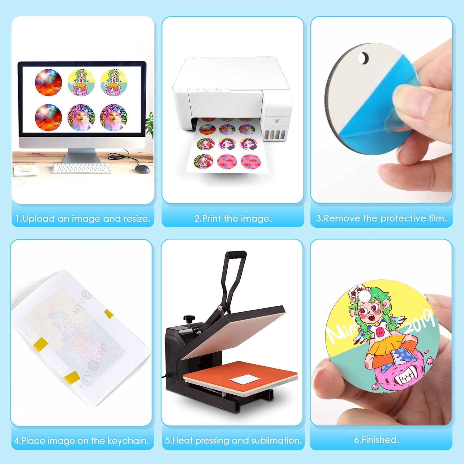 HTVRONT Sublimation Keychain Blanks - 120Pcs Round MDF Keychains with Tassels - Heat Transfer Keychains - Adult Unisex Gift (Pack of 2)