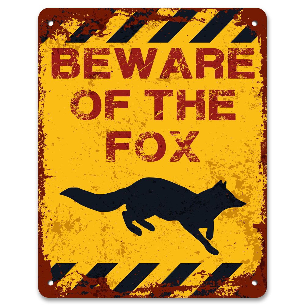 Print Crafted - Beware Of The Fox | Vintage Metal Garden Warning Sign