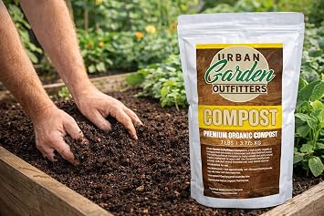 Premium Organic Compost - Nutrient Rich Soil Amendment for Gardens, Flowers, Vegetables - Improves Soil Structure & Balance - Resealable Bag (7lb)