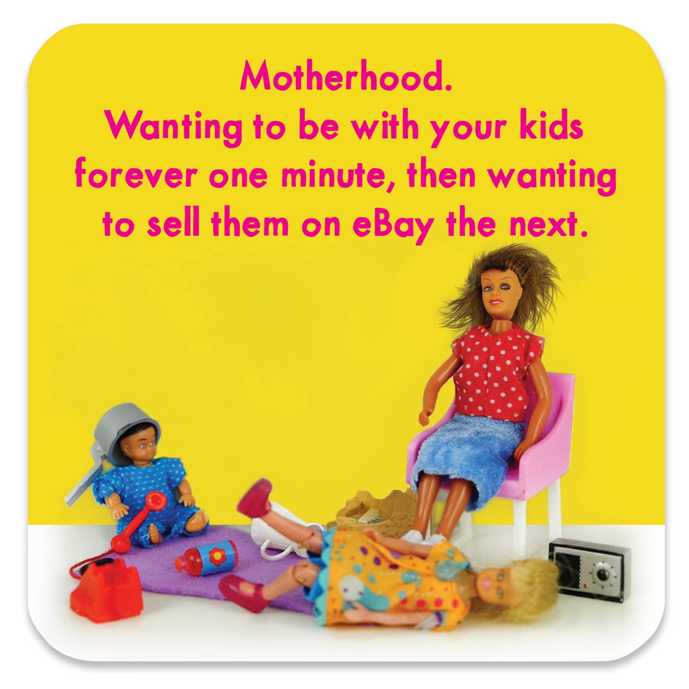 Bold & Bright - Funny 'Sell Kids On eBay' Coaster - Small Gift Ideas For Her Mum - Friends Birthday - Colleague Work Office - New Home Gift - Presents For Ladies Women - Sold By Brainbox Candy