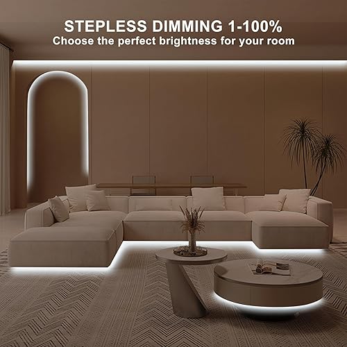 Miniatura 4 de Tira de luz LED COB de 16.4 pies con control remoto, 6500K Ra93+ regulable luz diurna brillante blanca tira de luz LED COB tira de luz blanca