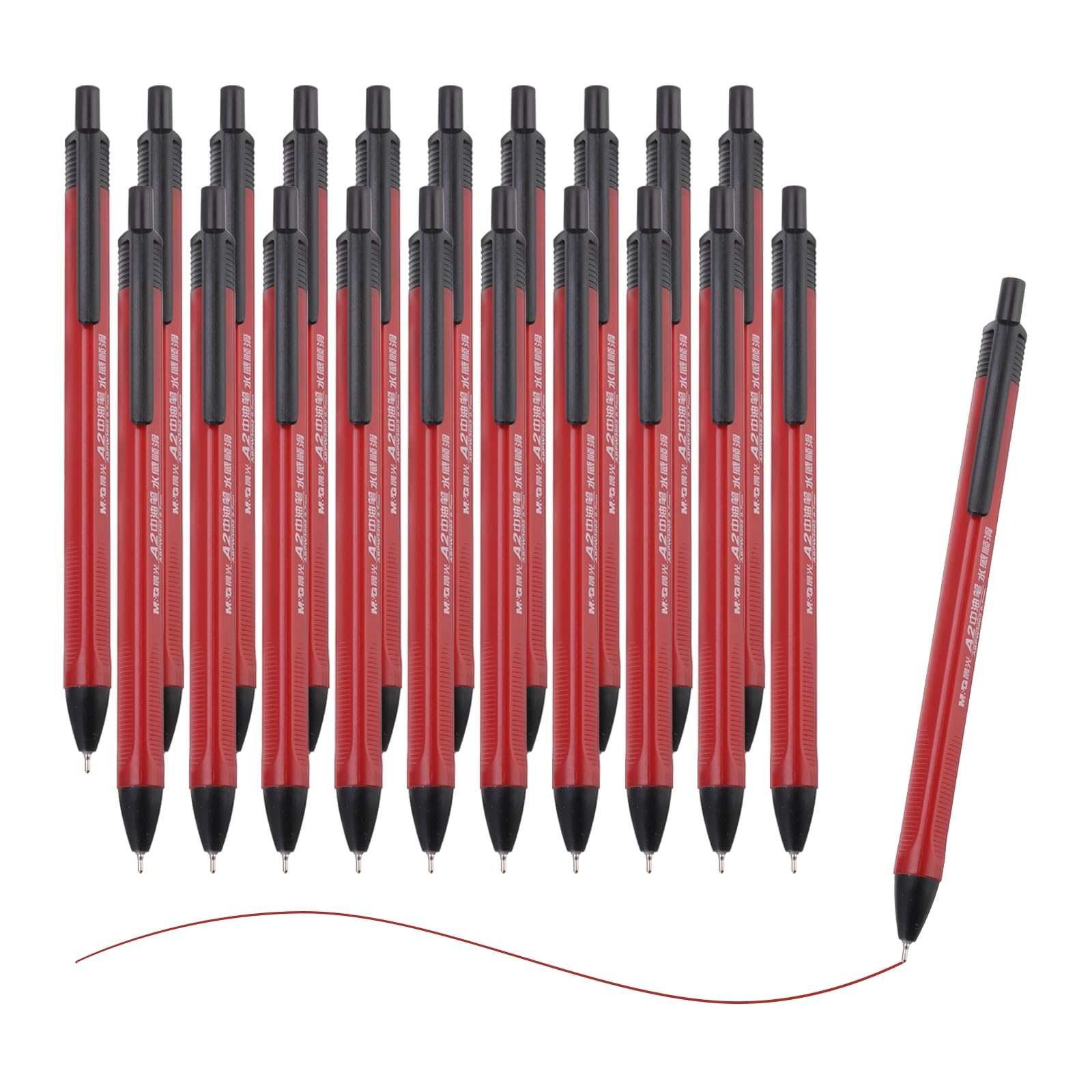 PATIKIL Ballpoint Pen, 20Pcs 0.7mm Red Ink Retractable Fine Point Click Ball Point Pen Writing Supplies for Journal Home Office, Red