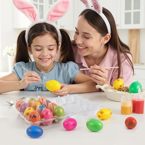 Miniatura 7 de Paquete de 40 cartones de huevos de plástico a granel, 1 docena de cartones de huevos vacíos transparentes para huevos de gallina, rejillas de 2 x