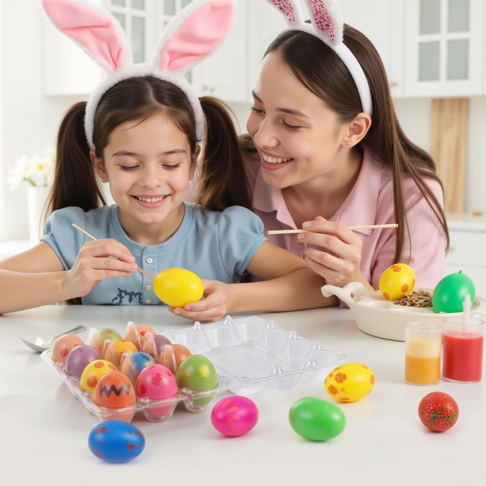 Paquete de 160 cajas de huevos baratas a granel, 12 cajas de huevos vacías transparentes para huevos de gallina, rejillas de 3 x 4, bandejas reutilizables para huevos para familia, granja de pollos