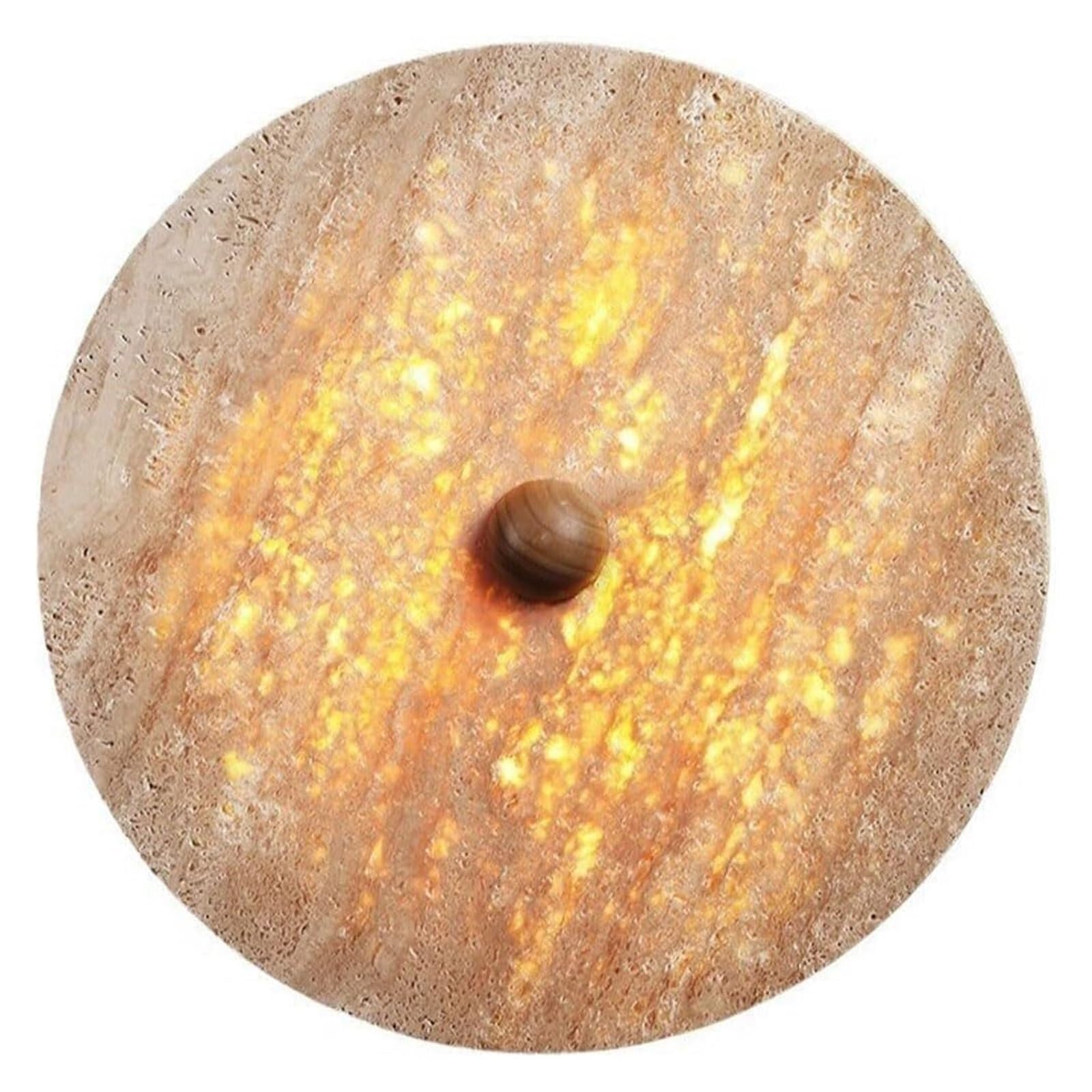 SMCCYYSD Wall Lamps Sconces Round Marble Light Indoor Mid Century Yellow Travertine Lamp Waibi-sabi Style Sconce Lighting Fixture for Corridor Balcony Aisle Bedroom Bedside-D40CM(D40CM)