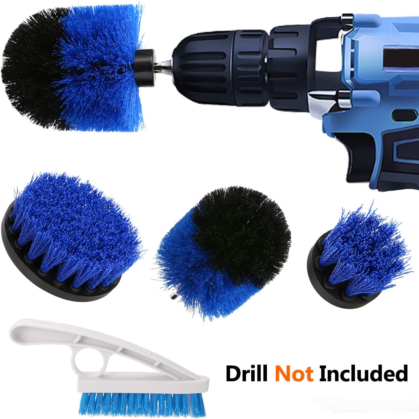 PDTO Drill Brush Set - Power Scrub Brush Drill Attachment & Tile Brush Kit for Cleaning Tiles, Grout, Bathroom, Tub, Floor and Kitchen Surfaces