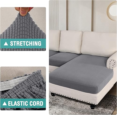 Miniatura 5 de OKYUK Fundas para sofá modular, 3 piezas, de jacquard, fundas de cojín para sofá en forma de L, funda de cojín separado para sofá, protector