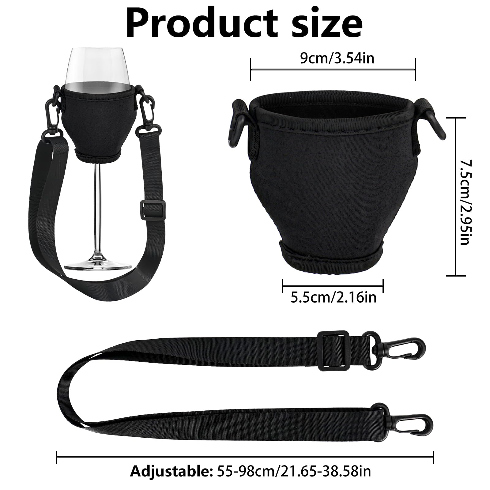 Porte-Verre à Vin Suspendu Portable - Lot De 2 Supports Verres Néoprène Avec Lanière Pour Fêtes, Pique-Niques Et Festivals