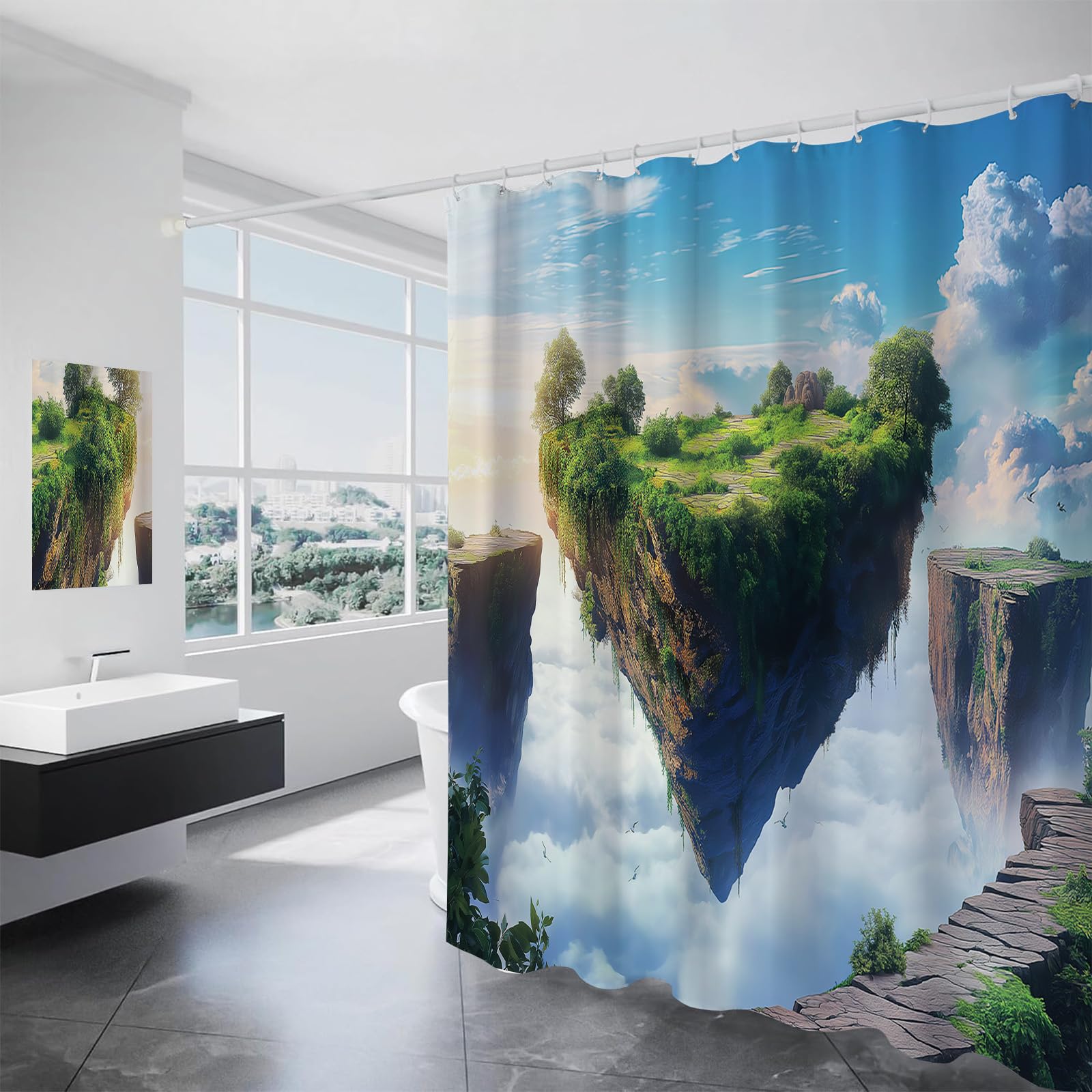 Rideau de douche végétation luxuriante 180x180 cm en polyester imperméable