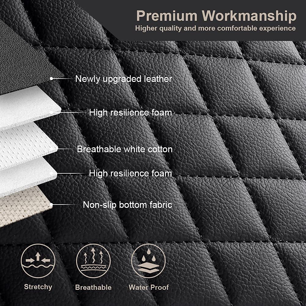 Luxus Universal Leather autositzbezüge, 5-Sitzer Kunstleder Gitter Sitzbezüge-Set Voll Auto Vorderseite und Rückseite Schonbezüge Auto, 9-Teiliges Set (Rot)