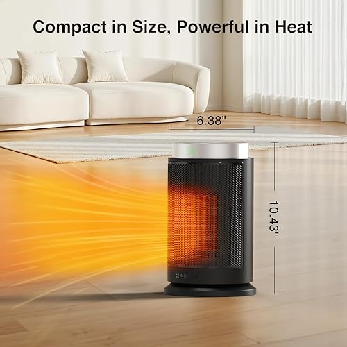Miniatura 8 de ZAFRO Calentador de espacio, calentadores eléctricos portátiles ultra silenciosos para uso en interiores con termostato, calor rápido y gran angular