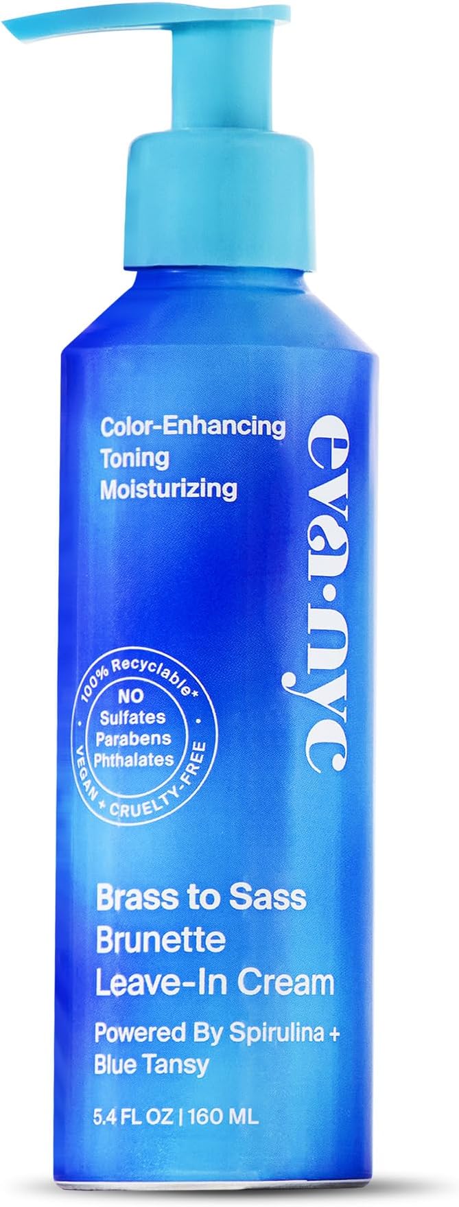 EVA·NYC Eva NYC Brass to Sass Brunette Leave-In Hair Cream, Leave-In Conditioner for Color Treated Hair, Vegan Hair Toner Cream for Brunettes, No-Rinse Toner for Orange Brassy Hair, 5.4 fl oz