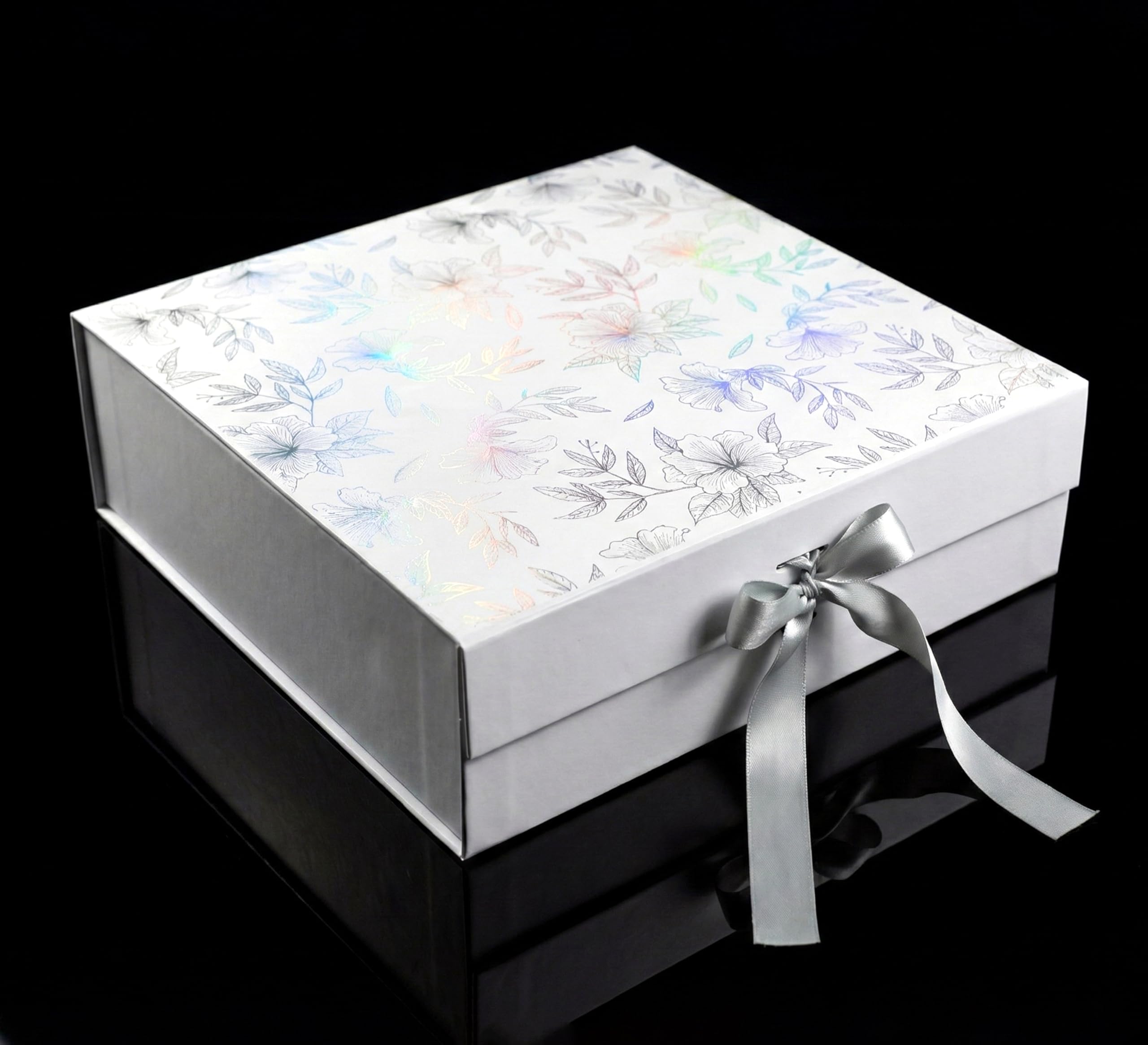 RBS®- LARGE White Gift Box (1 Pack) Gift Boxes for Packaging all occasions (34 x 33 x 10cm) Gift Boxes for gifting with Ribbon Holds Upto 10 Kg Reusable gift packing box (Large White Rainbow Floral)-image-42