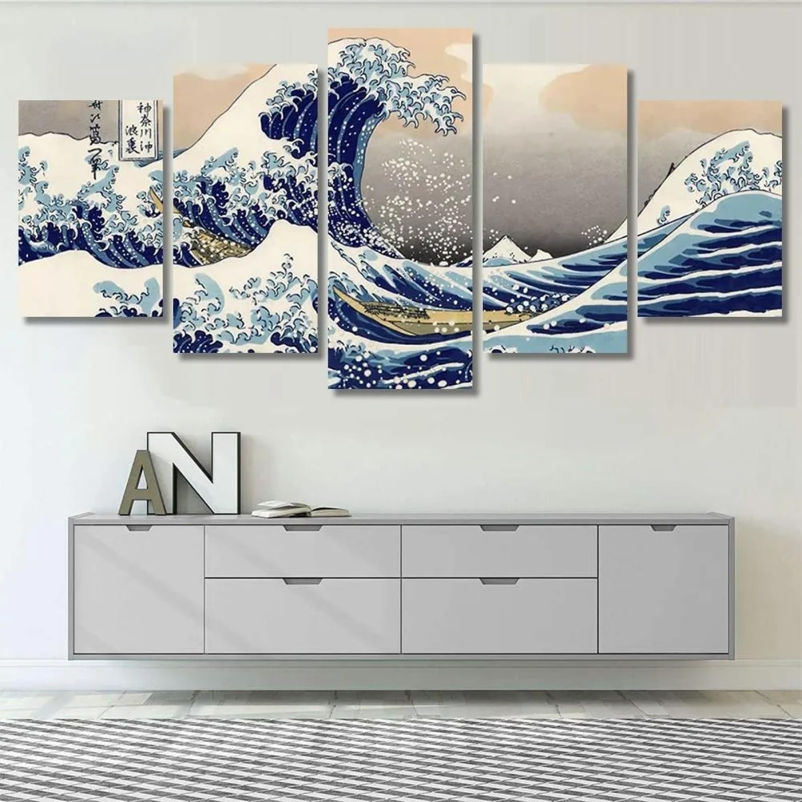 Décoration murale pour salon vagues de Kanagawa grand format - 7