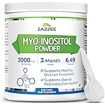 Zazzee Myo-Inositol Powder, 3 Month Supply, 92 Servings, 2000 mg per Serving, Free Scoop for Exact Dosage, 6.49 Ounces, 100% Pure, All-Natural Fertility and Reproductive Support, Vegan, Non-GMO