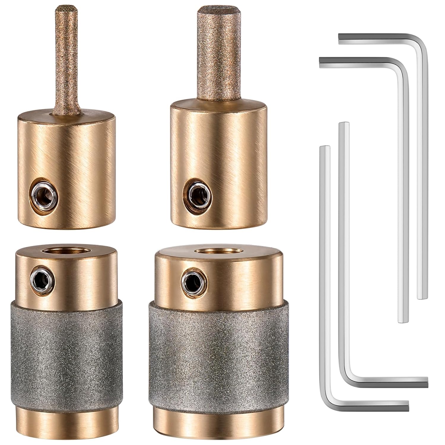 Diamond Grinder Bit Head Tools 1 3/4 1/4 1/8 Inch Combination Set Brass Core Stained Glass Grinder Bits Diamond Grinder Bit Head Tools Kit Stained Glass Tools and Supplies