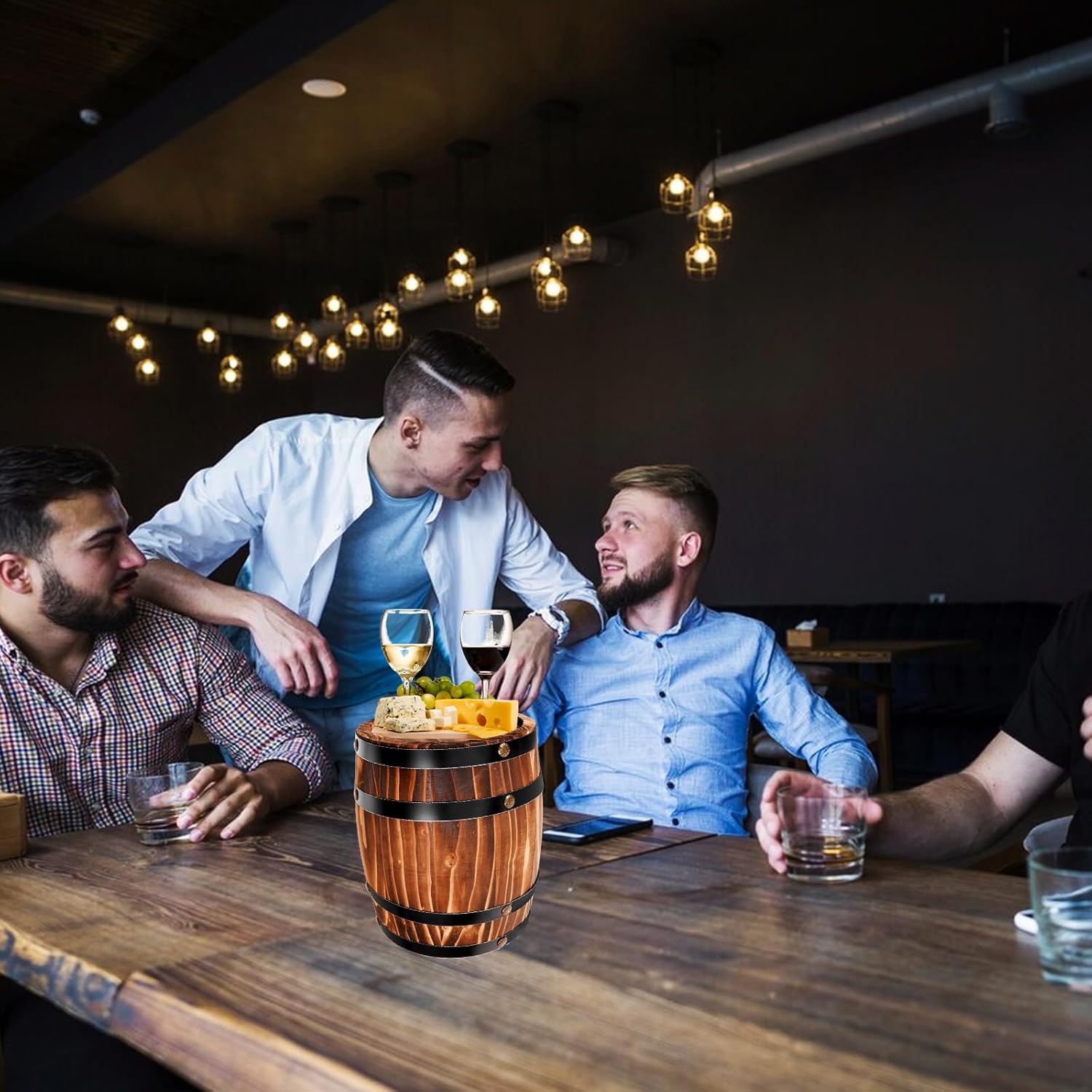 LOGOFUN Wood Craft Barrel Vintage Style Wine Barrel Model Wooden Wine Barrel for Bar Party Decoration - Brown (20 * 16cm)