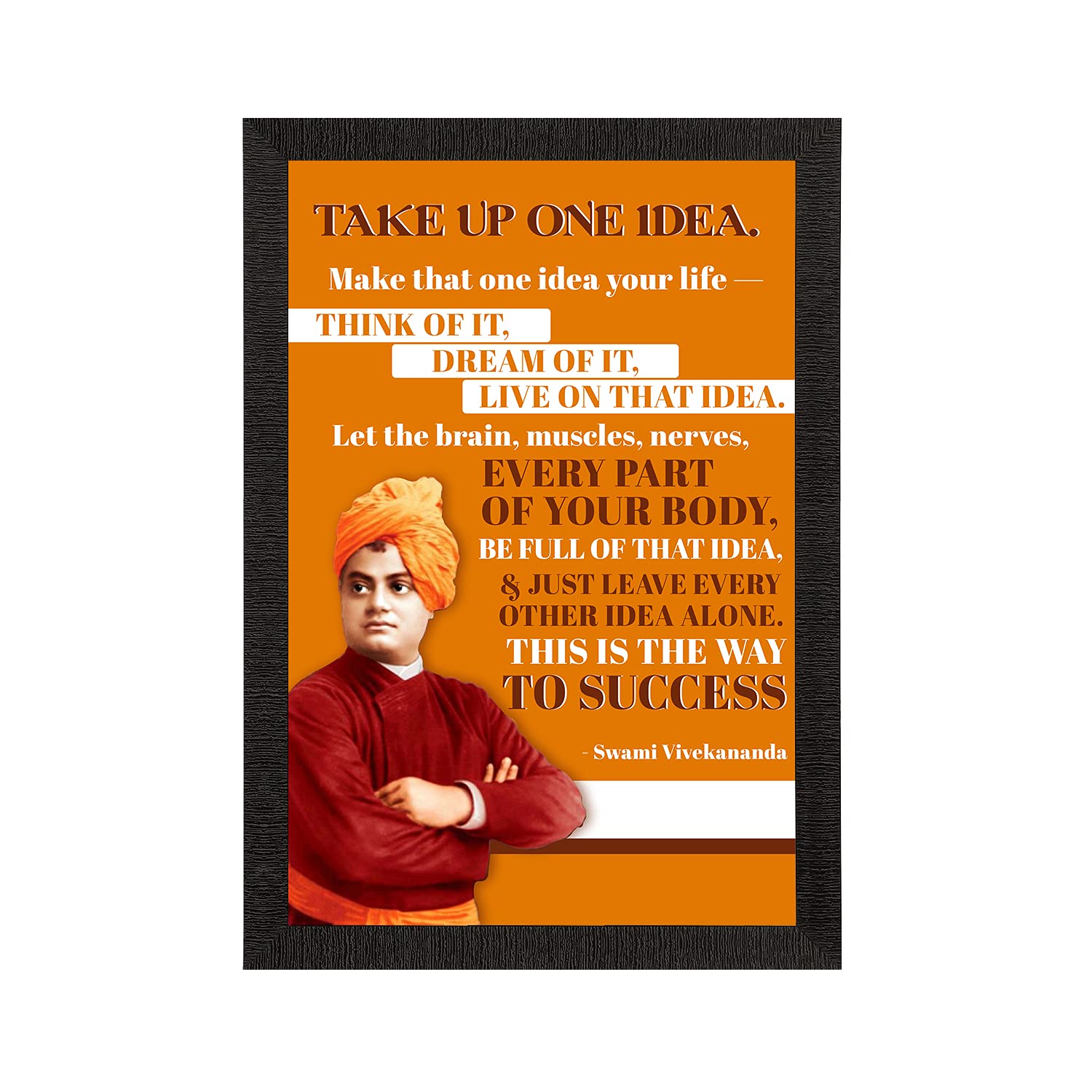 eCraftIndia Take up one Idea Swami Vivekananda Motivational Quote Satin Matt Texture UV Art Painting