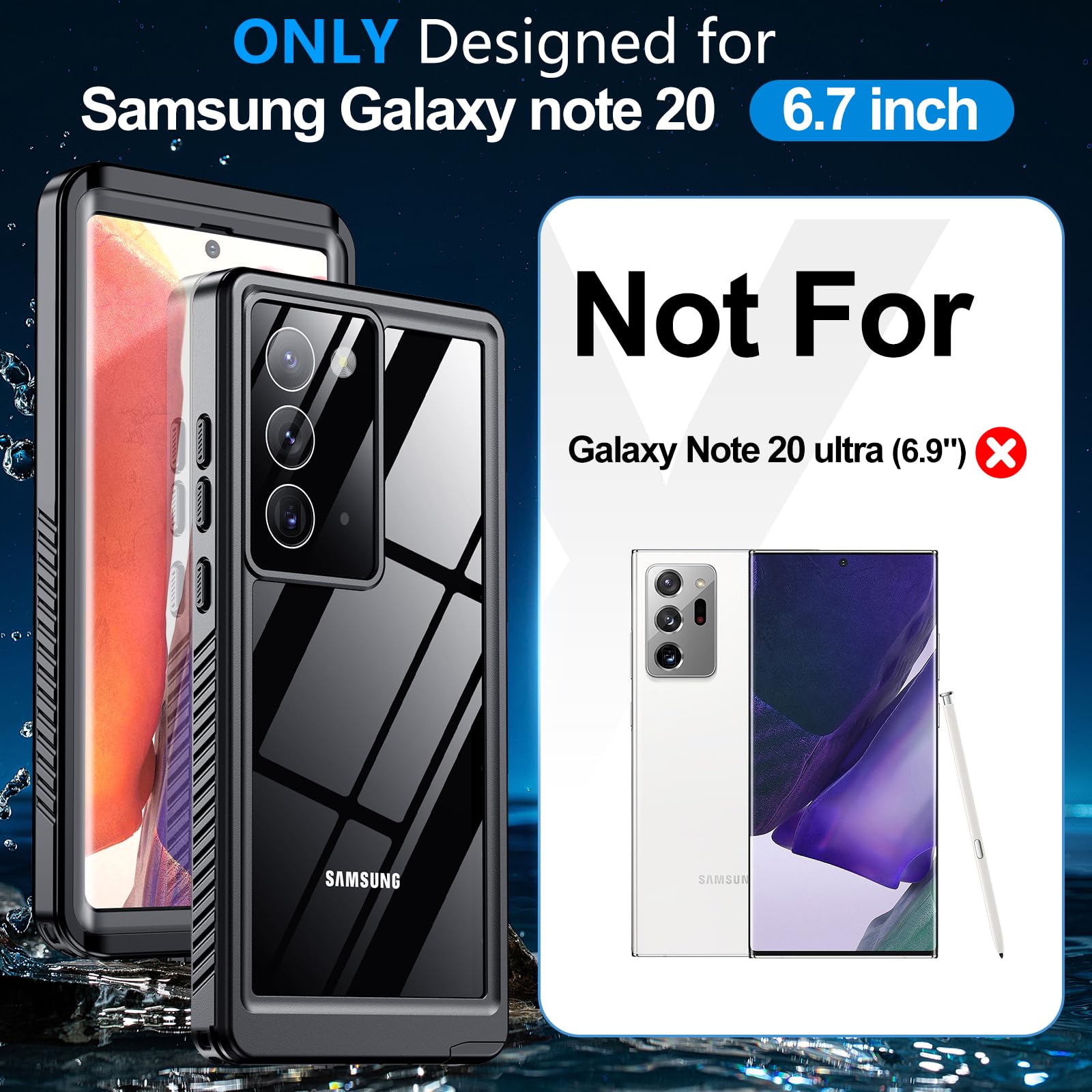 Amazon.com: xiwxi for Samsung Galaxy Note 20 Case Waterproof,[IPX8