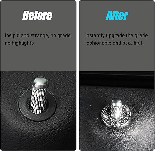 Miniatura 4 de 4 calcomanías brillantes para cerradura de puerta de automóvil, diamantes de imitación, impermeables, duraderas, de metal para decoración de puertas