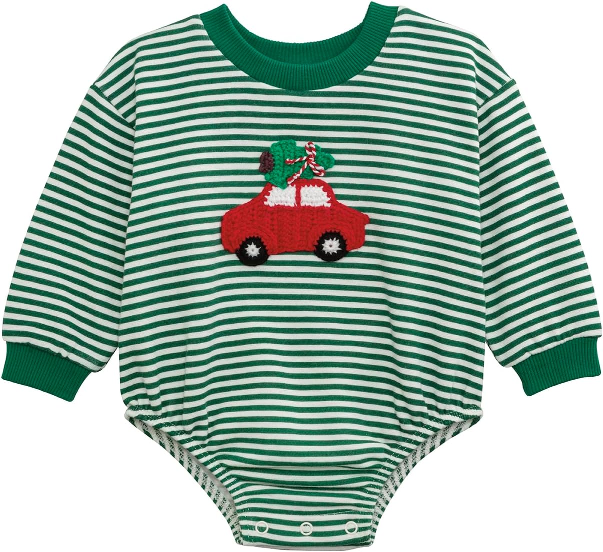 Mud Pie Boys Kids Christmas Crochet Car Sweatshirt Bubble