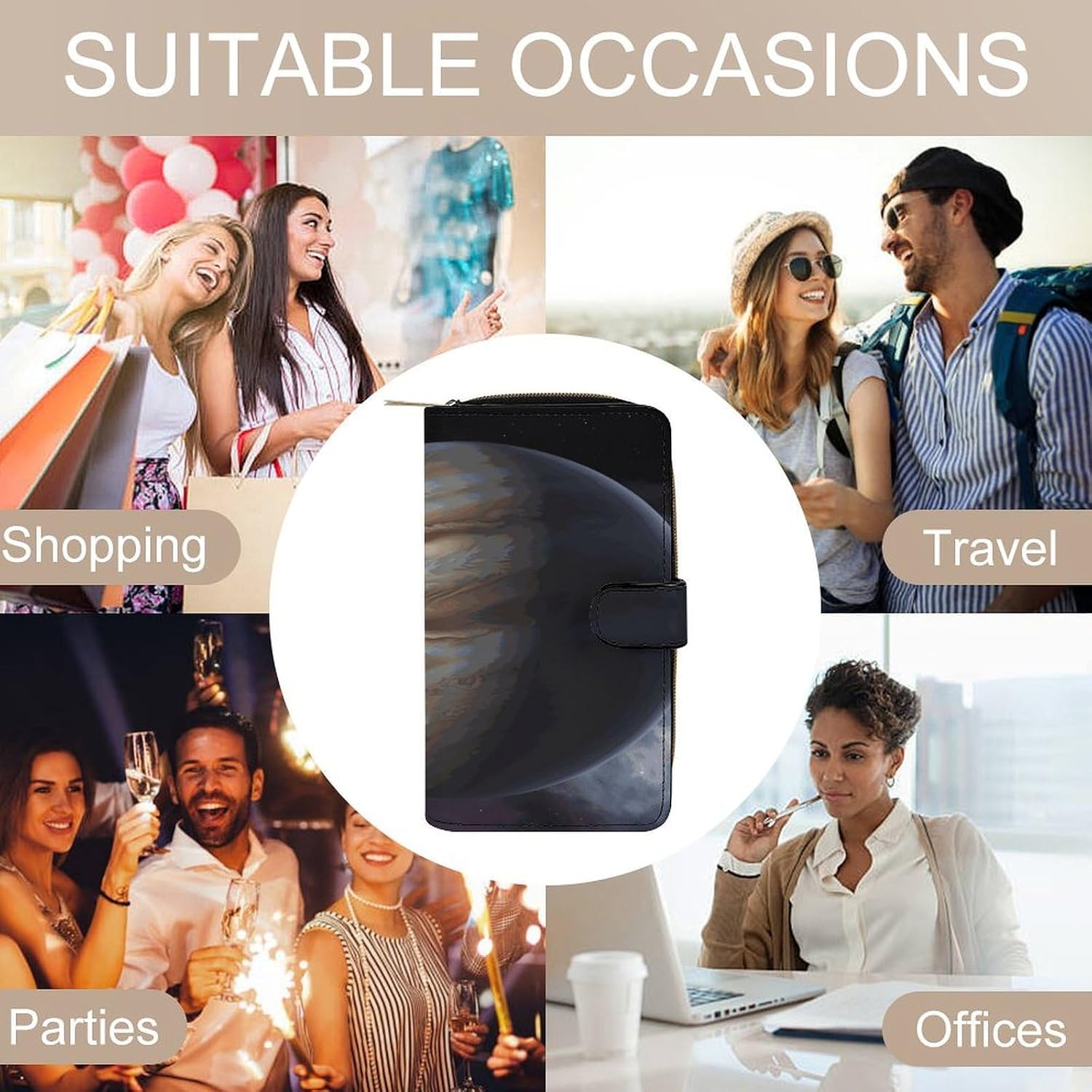 Jupiter Landscape Travel Wallet for Men & Women RFID Blocking Card Organizer Credit Card Holder Large Capacity