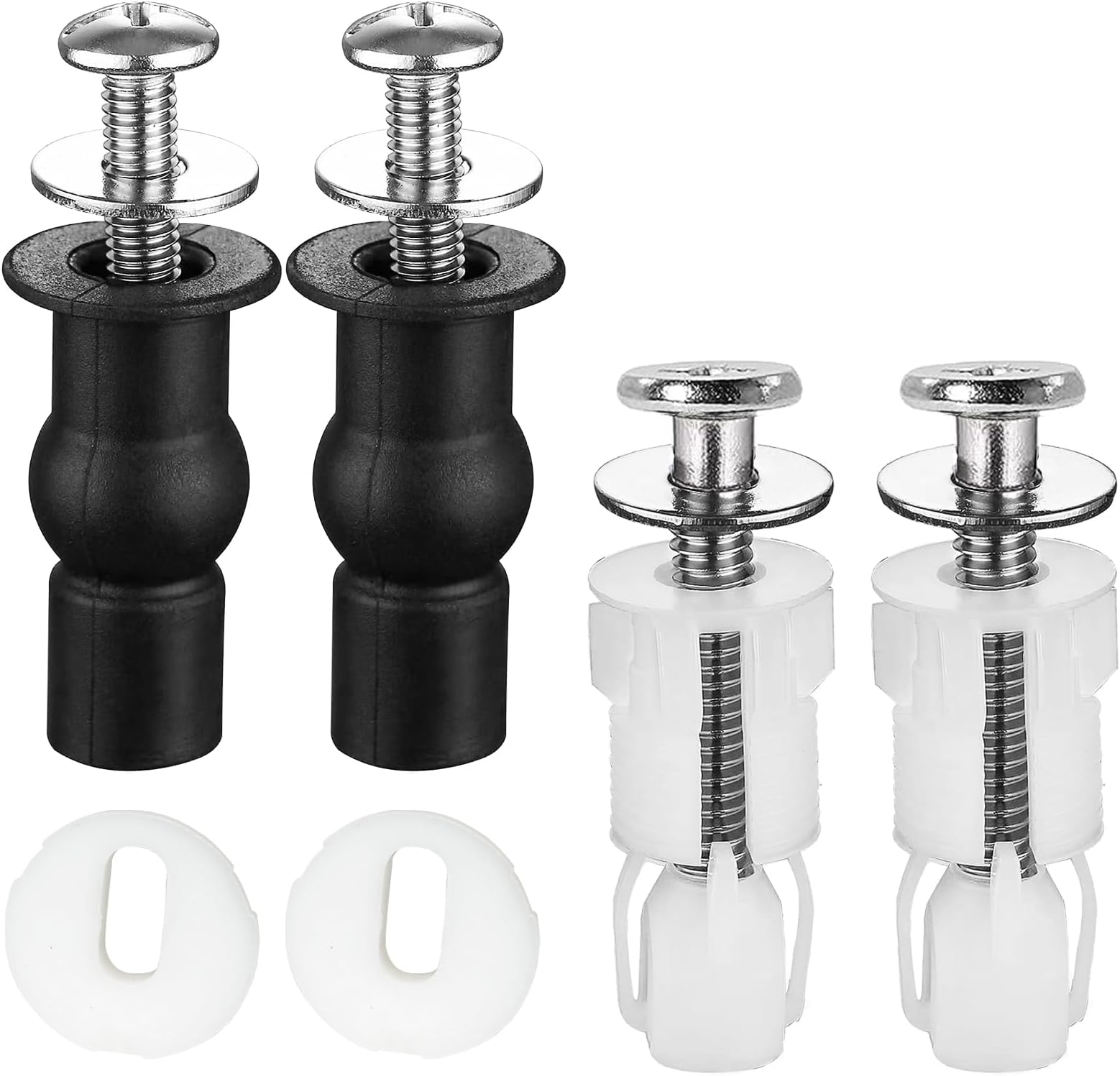 Toilet Seat Fittings, 4 Pcs Expansion Screws and Fixtures, Universal Toilet Lid Hinges Bolts, Replacement Screws for WC Toilet Blind Holes