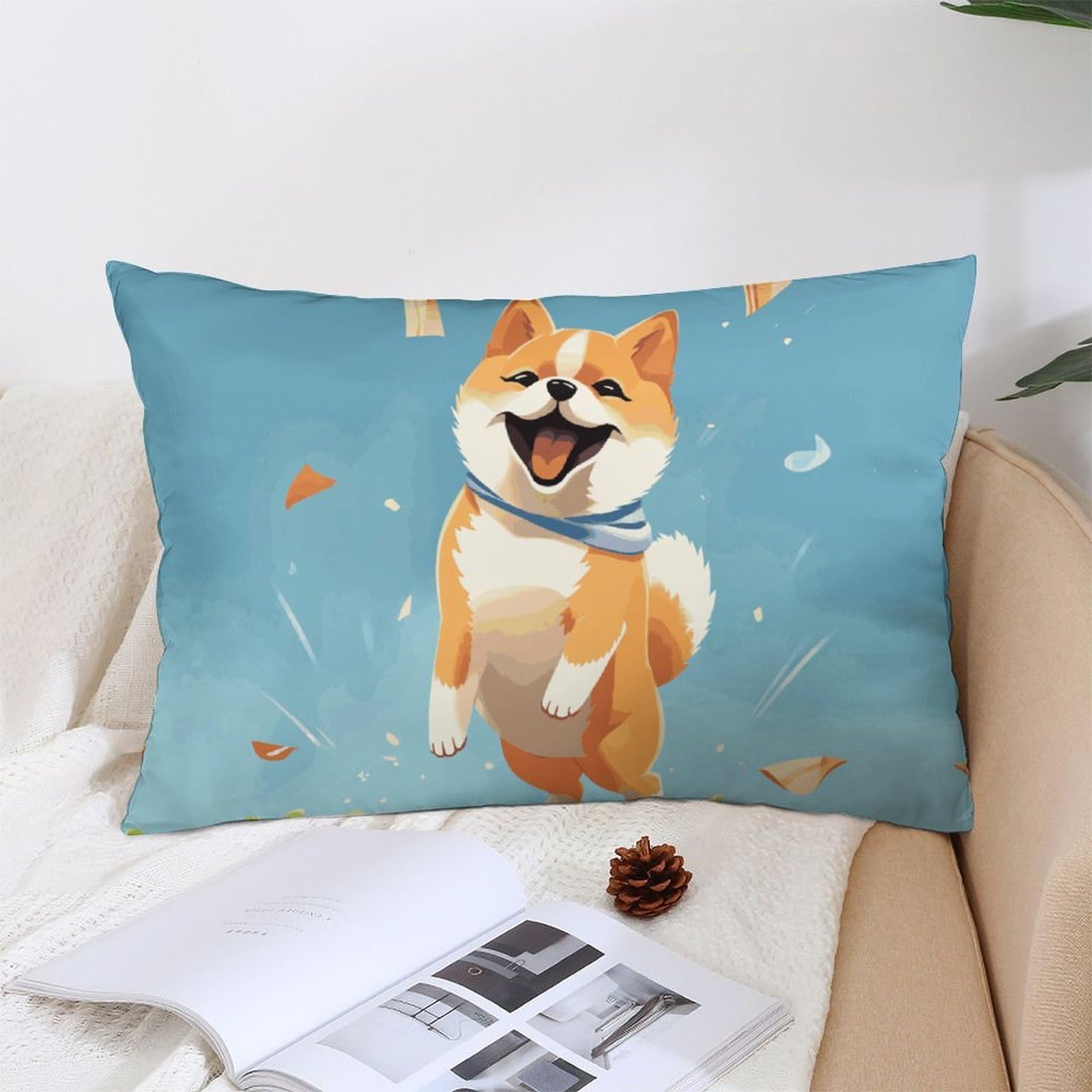 NTVOWPZO Decoration Throw Pillow Covers 12 "x20 Pillowcases Covers Cute Shiba Inu Soft Pillowcases Modern Farmhouse Home Decor Sofa Cushions Covers for Couch Bed Living Room