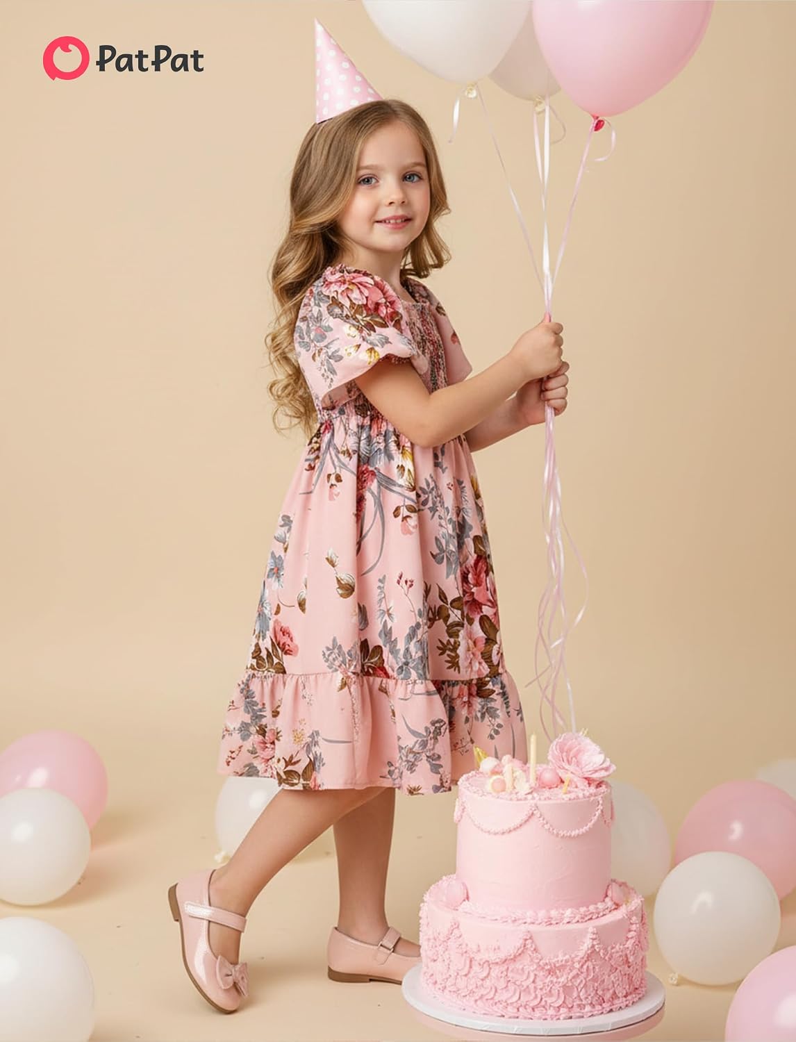 PATPAT Family Matching Outfits Mommy and Me Dresses Ditsy Floral Beach Vacation Photo Dresses and T-Shirts Matching Sets