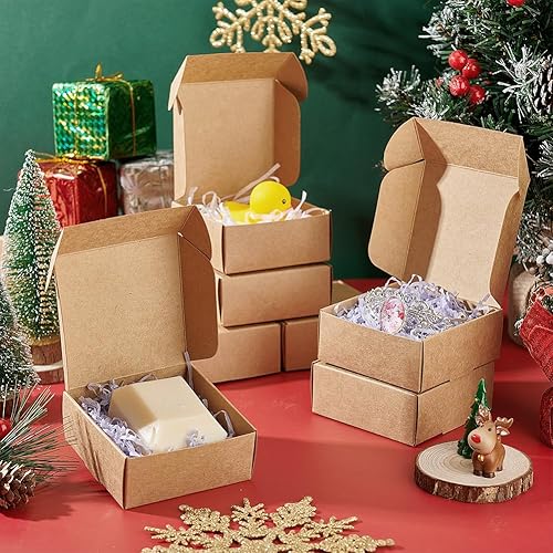 Miniatura 5 de PandaHall - 50 cajas de regalo de papel de estraza cuadradas, cajas pequeñas fáciles de montar para regalos y regalos de boda y fiestas, 3.3 x 3.3 x