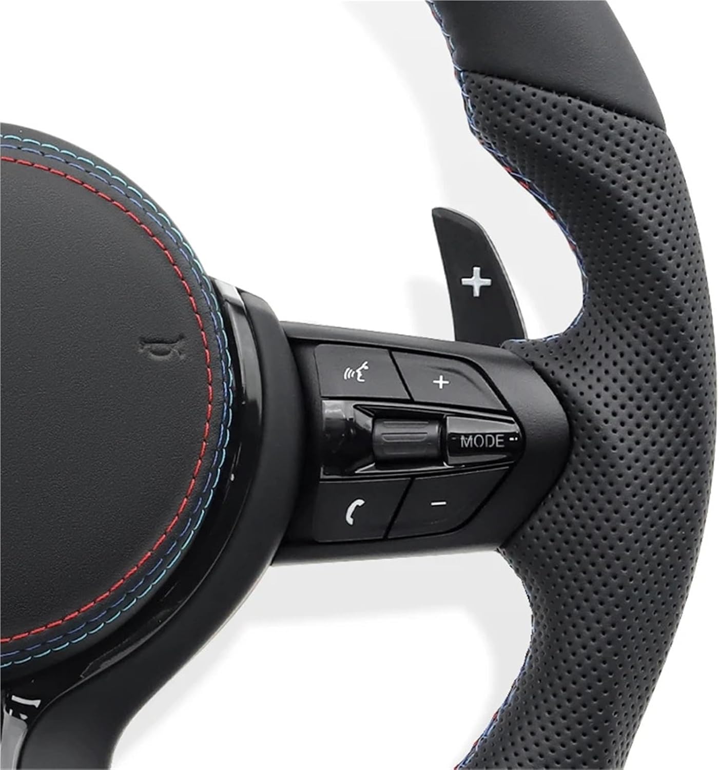 Leather Steering Wheel Compatible With BMW F10 F20 F30 F32 F07 F01 F80 E46 E60 E90 M3 M4 M5 M6 Car Accessories(Style 02-M3)
