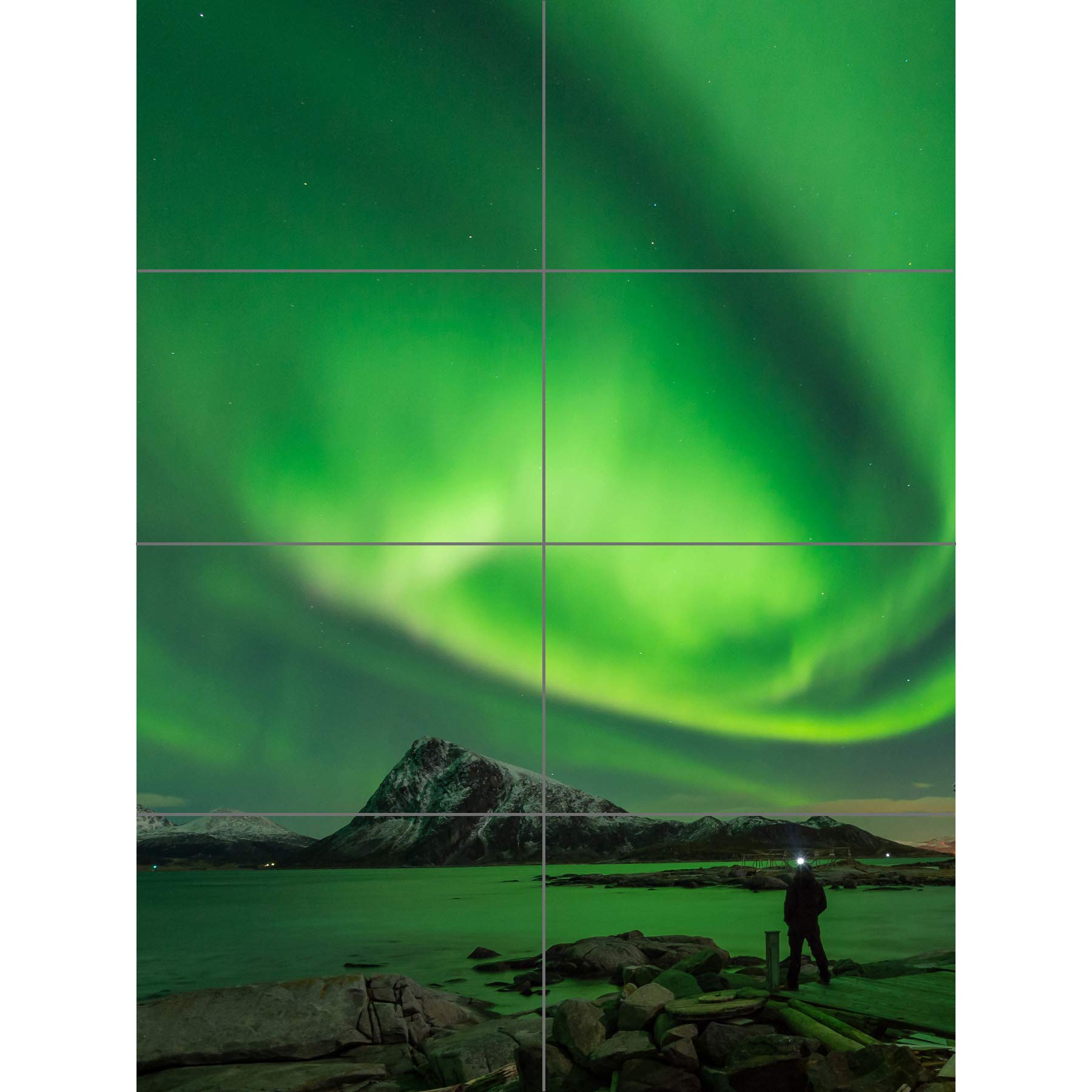 Artery8 Northern Lights Lofoten Islands Norway XL Giant Panel Poster (8 Sections)