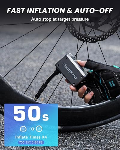 Miniatura 2 de Mini bomba de bicicleta con manómetro, bomba eléctrica de bicicleta de 120 PSI, bomba de aire recargable para bicicleta portátil, apagado