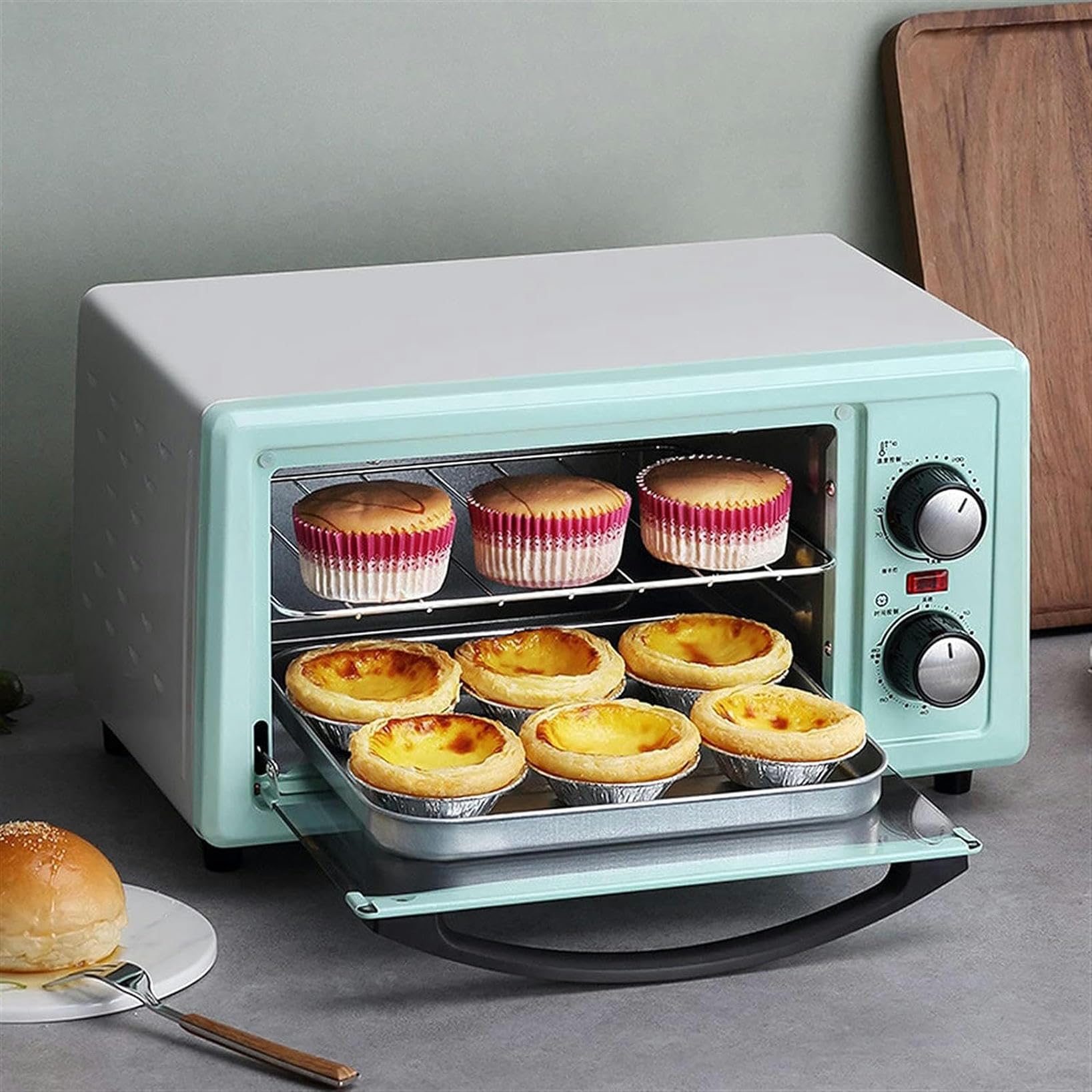 Horno eléctrico doméstico Mini Horno Máquina para Hornear automática multifunción Control de Temperatura Independiente Horno Tostador halógeno de Gran Capacidad de 11 l