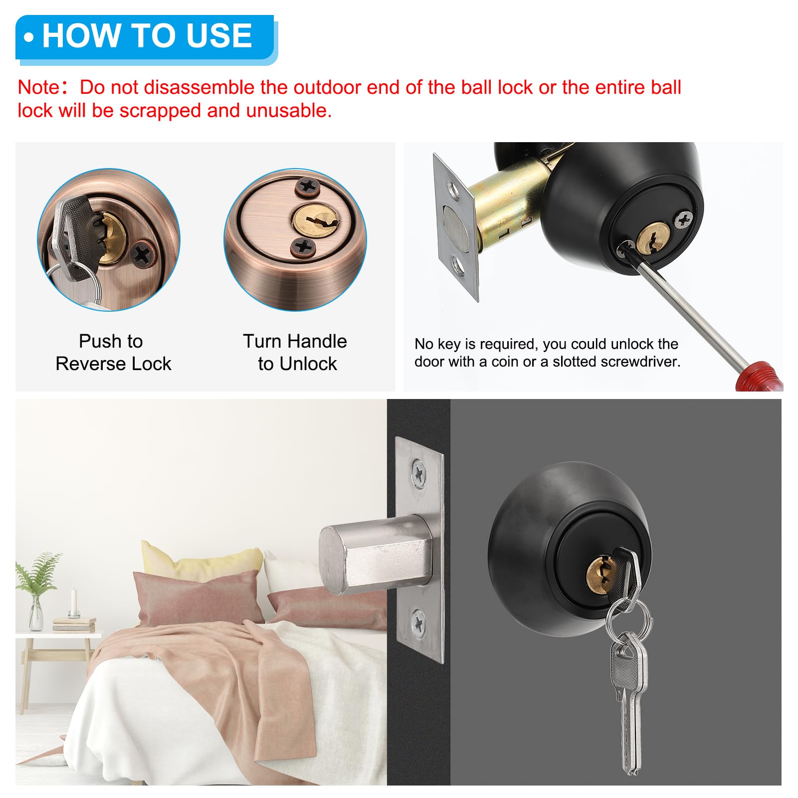 PATIKIL Keyed Alike Double Cylinder Deadbolts - Image 4