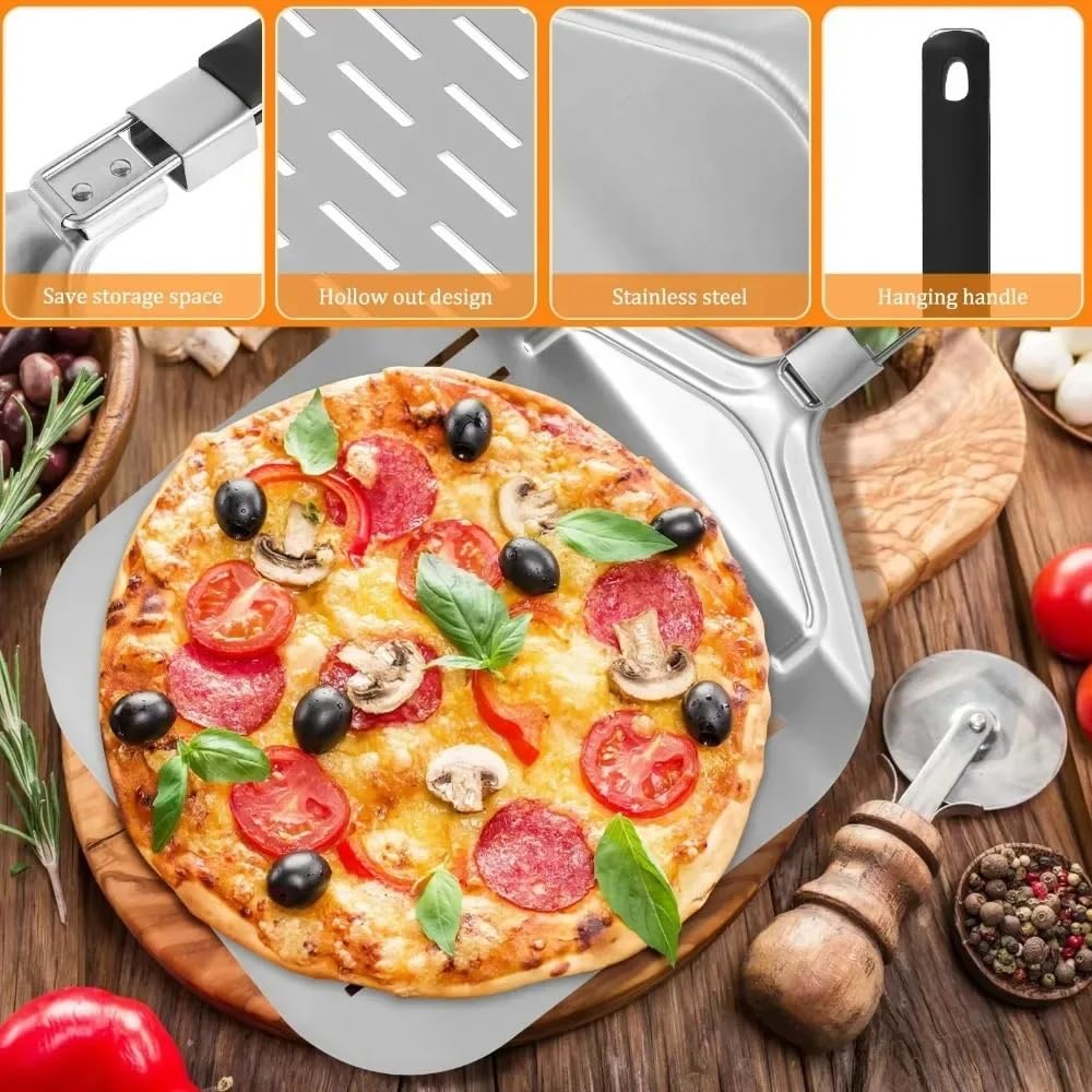 Pala Per Pizza Pala for pizza in alluminio pieghevole, antiaderente, resistente al calore, adatta forno, for la cottura in cucina, torte e(B)