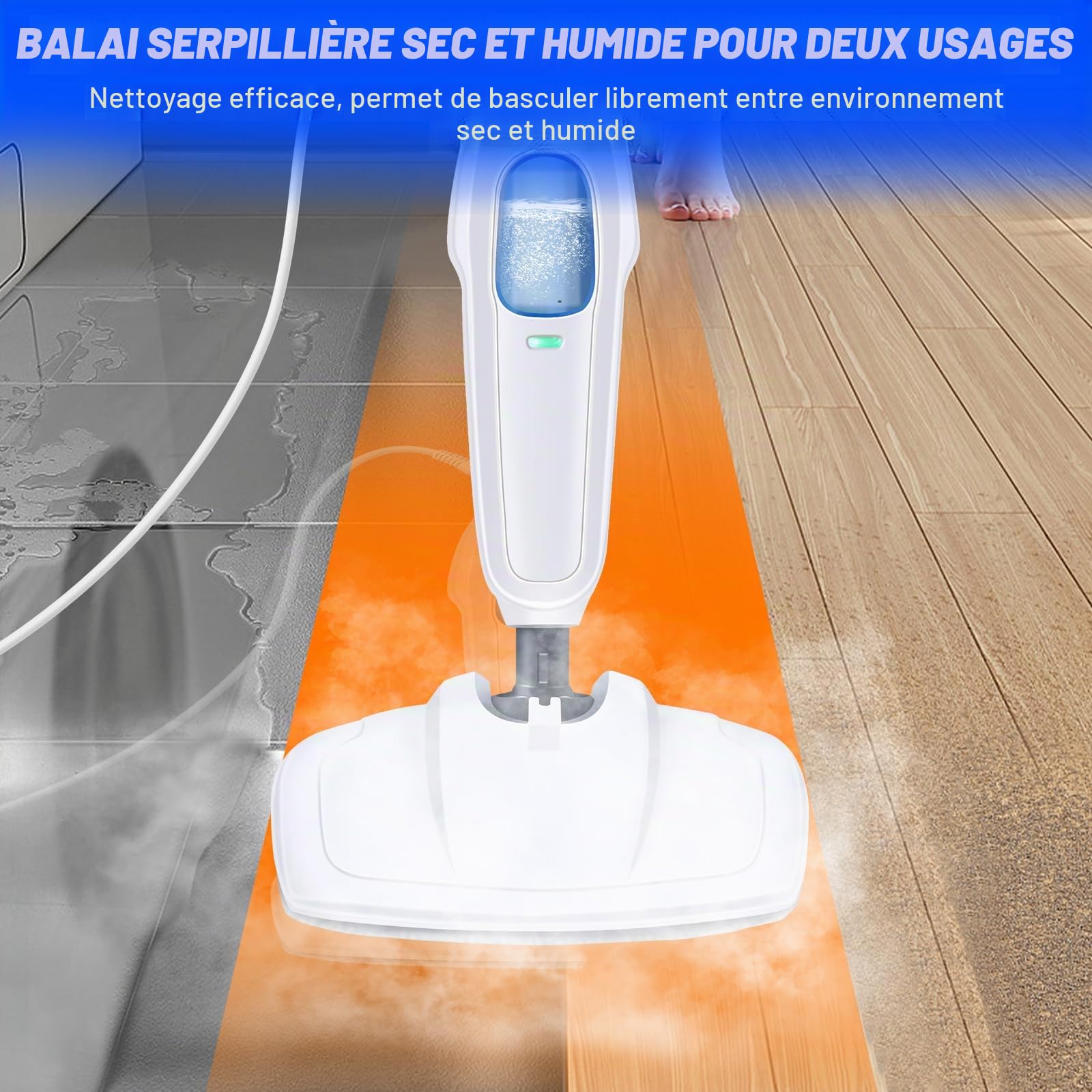 Shark Balai vapeur pour sols durs, balai à vapeur électrique, balai à poussière humide et sec, avec 2 serpillères lavables, nettoyant pour sols stratifiés