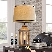 Vista 16 de Lámpara de mesa de 60.3 cm con puertos USB C+A retro de estilo granja con control táctil regulable de 3 vías, lámpara nocturna blanca vintage