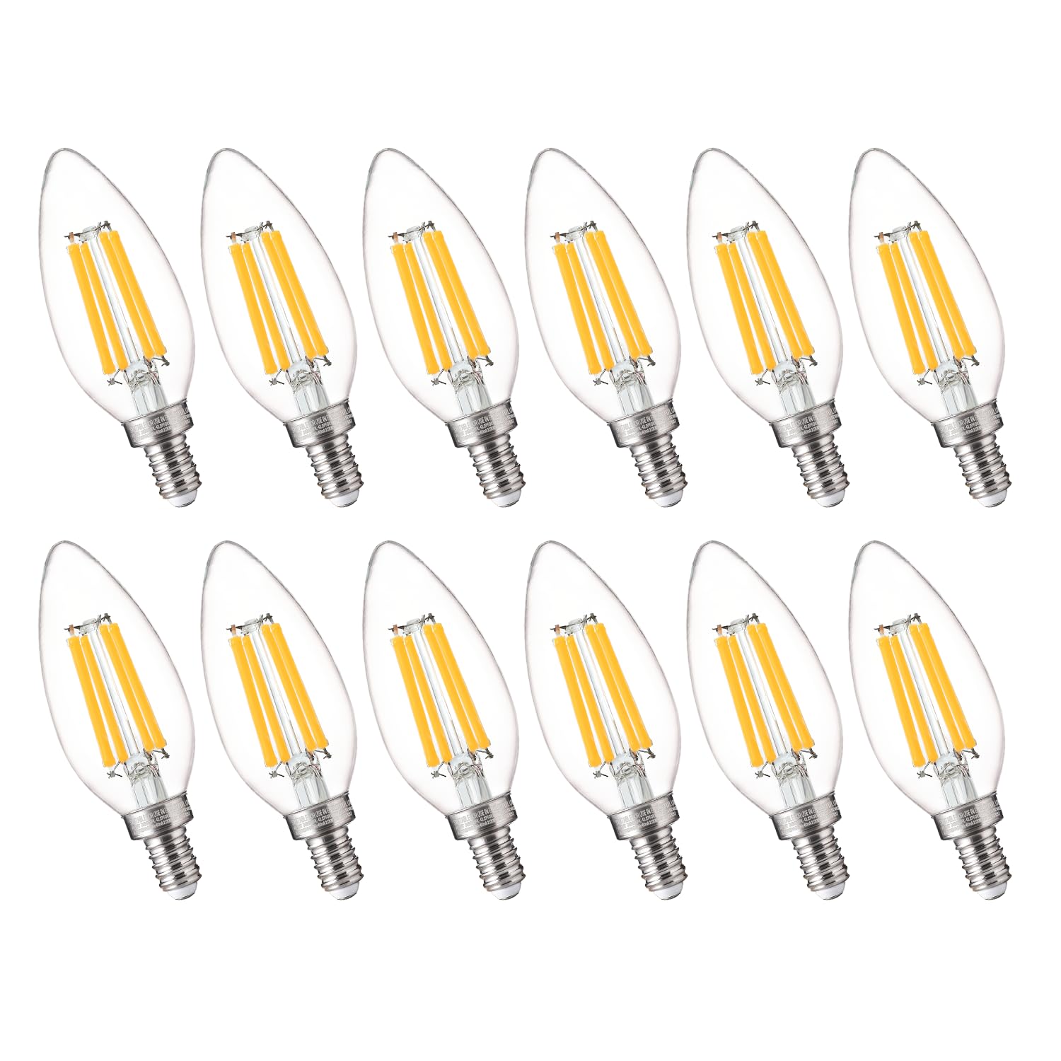 flsnt 100w equivalent led candelabra bulbs, 800lm dimmable b11 e12 led chandelier light bulbs, 5.5w, 3500k netural white, 12 pack