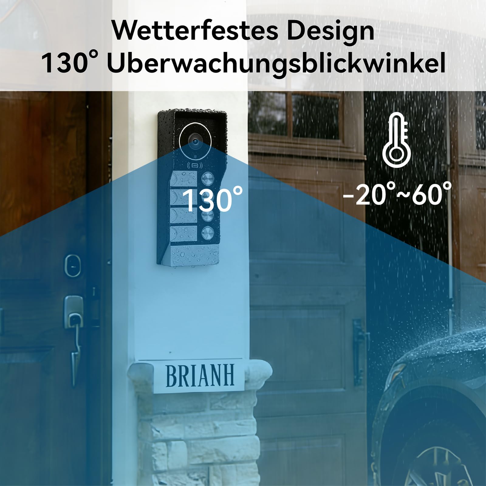 Video Türsprechanlage für 4 Familienhaus, 2-Draht,3X 7 Zoll Monitor & App - Smarte Video Türklingel mit Kamera & Gegensprechanlage, RFID, 2-Wege-Audio KW08-IP7-4F