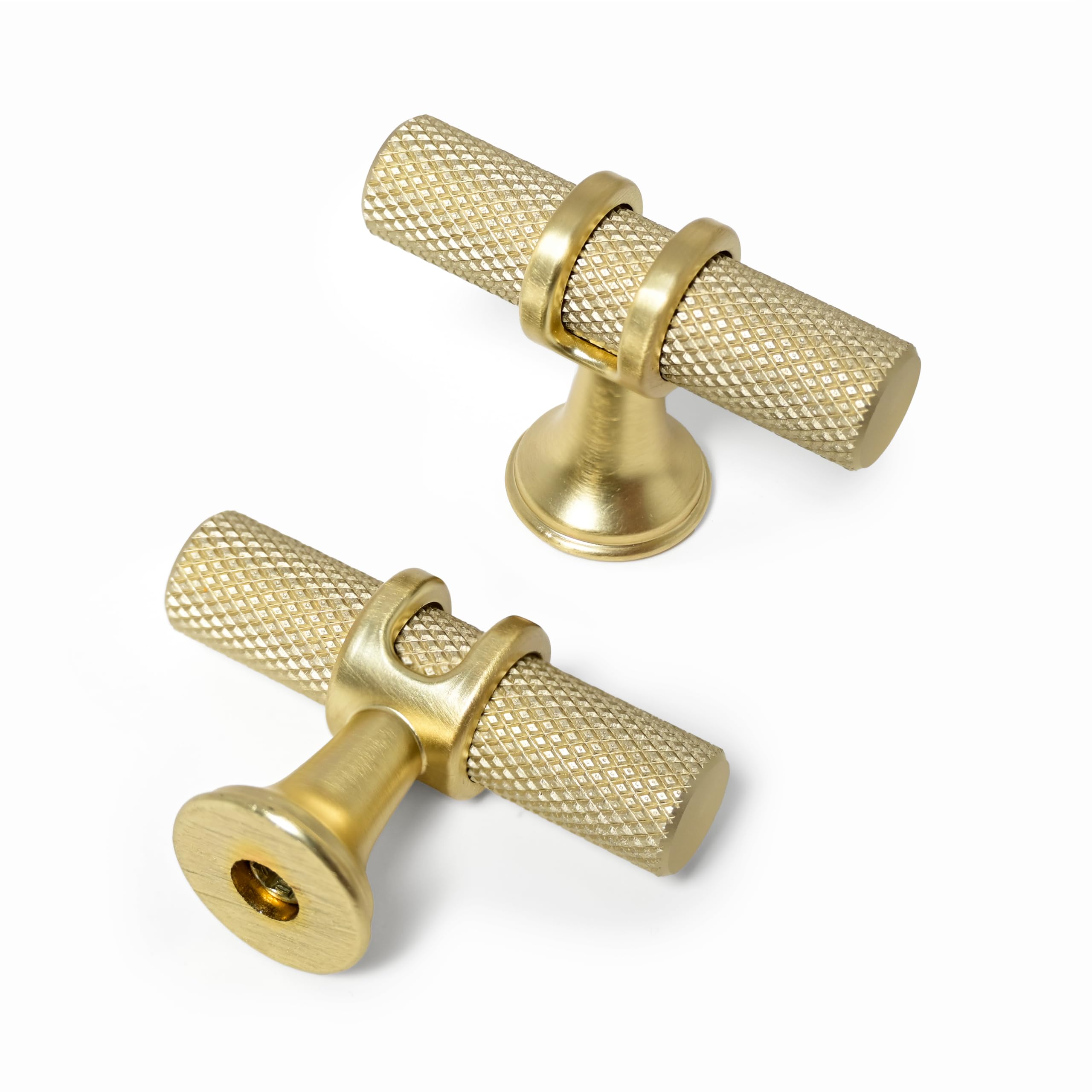 Amerdeco 10 Pack Gold Cabinet Knobs 2 Inch Zinc Alloy Kitchen Cabinet Knob T Bar Kitchen Cabinet Knob Knurled Cupboard and Wardrobe AM055