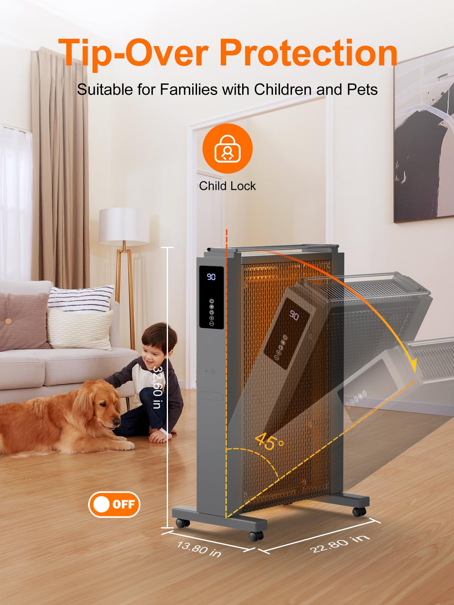 1500w Convection Heater With Thermostat 360 Surround Heating Space