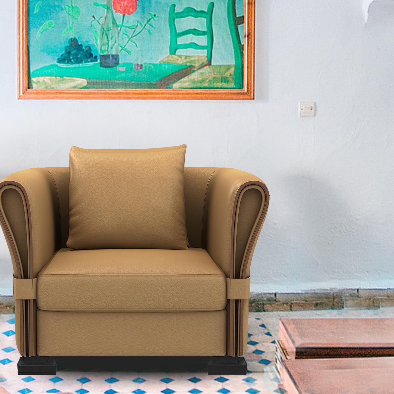 Elevadores de Cama Ajustables de Plástico y TPU Negro para Muebles Instalación Fácil y Uso Versátil, Paquete de 4 Piezas para Camas y Mesas en Apartamentos Pequeños