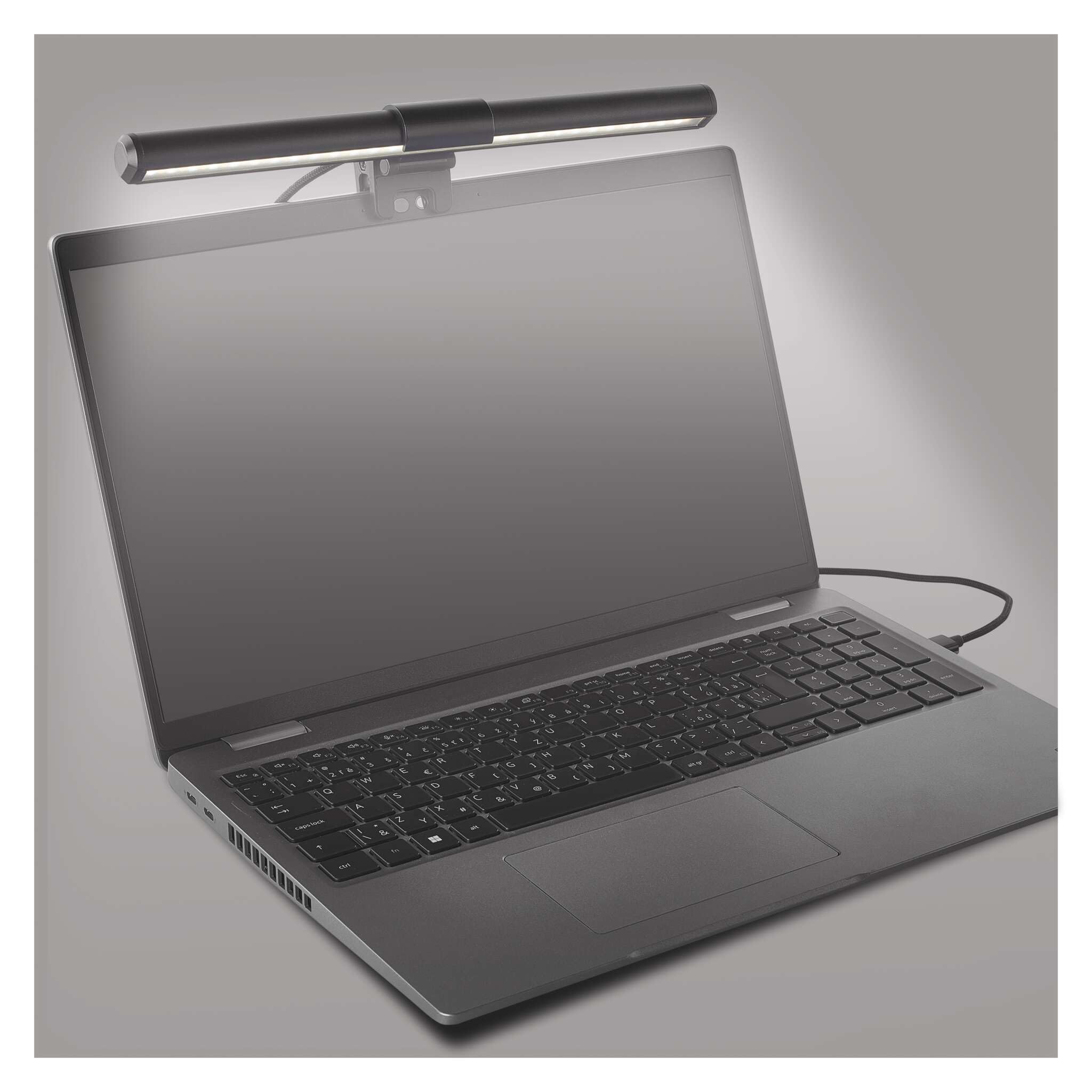 EMOS LED Laptop Lamp 30 cm, 5.6 W Monitor Lamp with Clip Holder, 150 lm USB Light Strip, Tilting Screen Lamp, Continuously Dimmable, Adjustable Light Colours, 30000 Hours Life, Ra 95