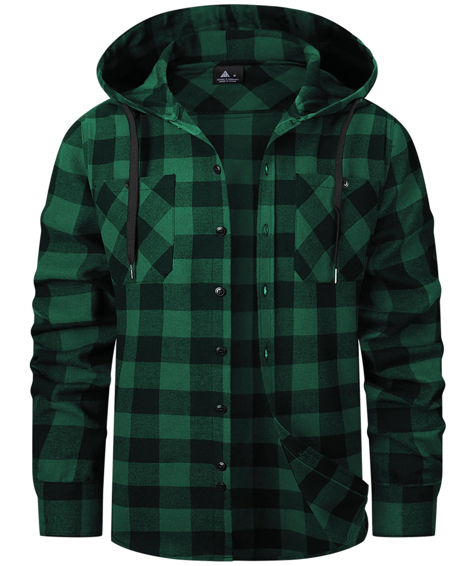 SwissWell Flanellhemd Herren Kariertes Hemd mit Kapuze Holzfällerhemd Langarm Karo Hemdjacke Outdoor Kapuzenhemd Männer Trachtenhemd
