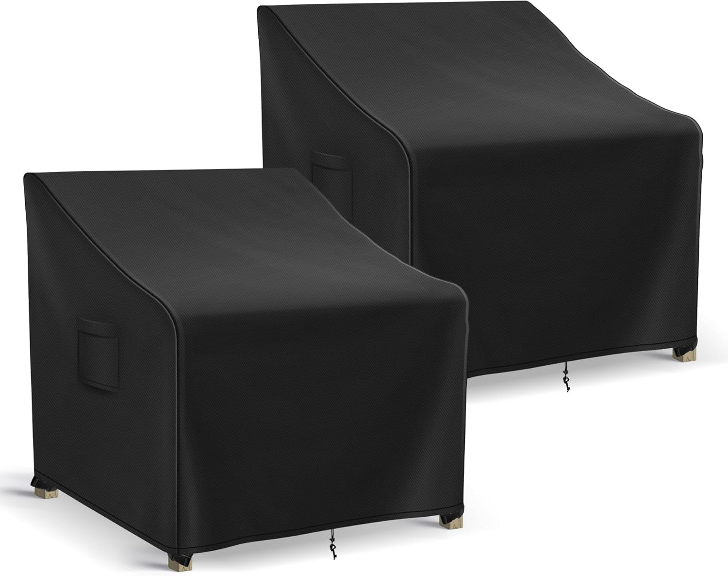 Patio Furniture Covers Waterproof for Chairs, Lawn Outdoor Chair Covers 2 Pack, Patio Chair Covers for Outdoor Furniture Fits up to 30W x 37D x 31H inches, Black Black 30"W x 37"D x 31"H