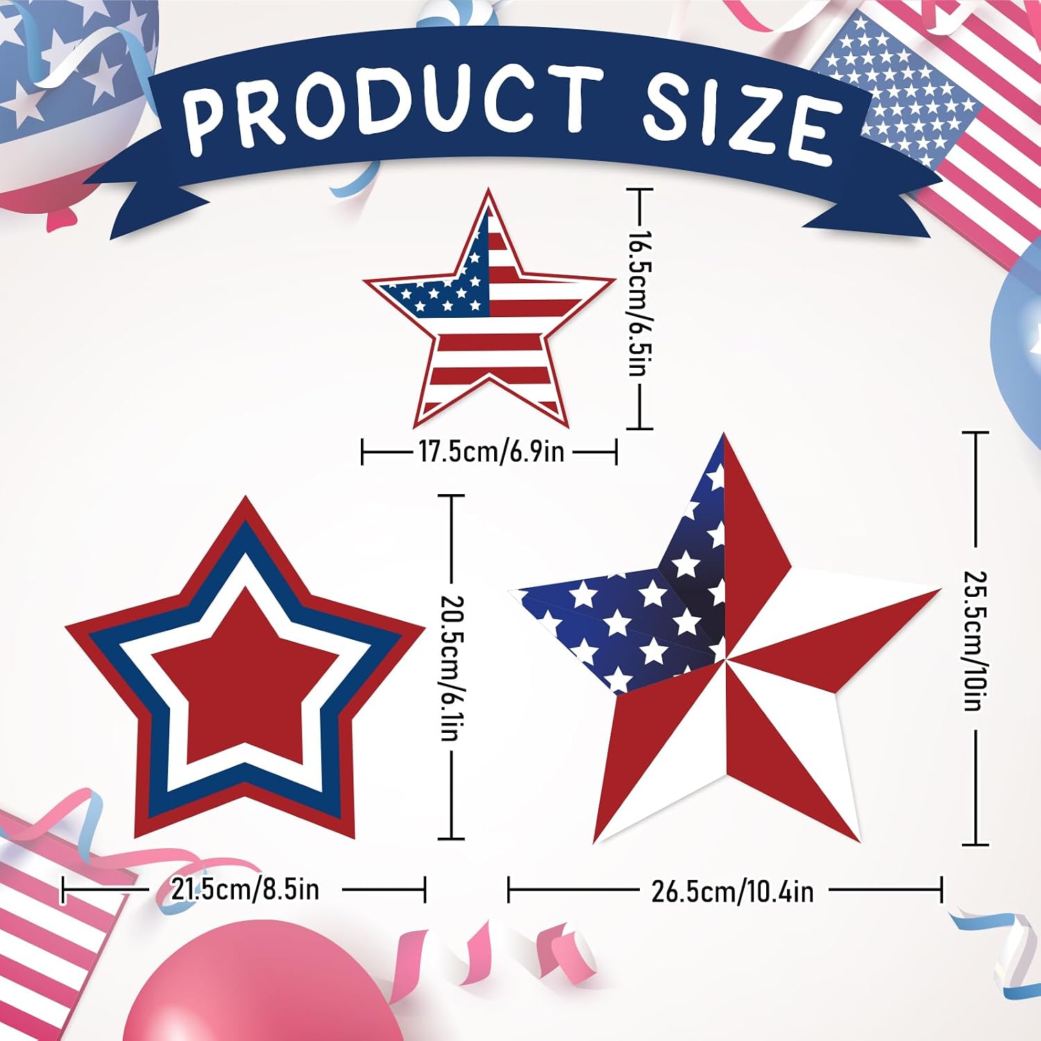 Whaline Patriotic Garage Decoration Magnet Stickers Star Shaped Magnet Decals July 4th Garage Door Decals for Independence Day Party Supplies Home Decoration, 12Pcs